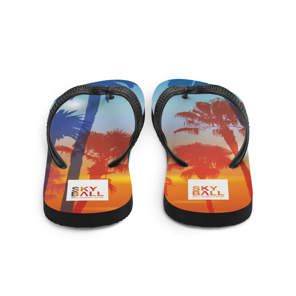 Skyball Beach Volleyball Apparel - Boardwalk Flip-Flops - Full Patch / Sunset Palms