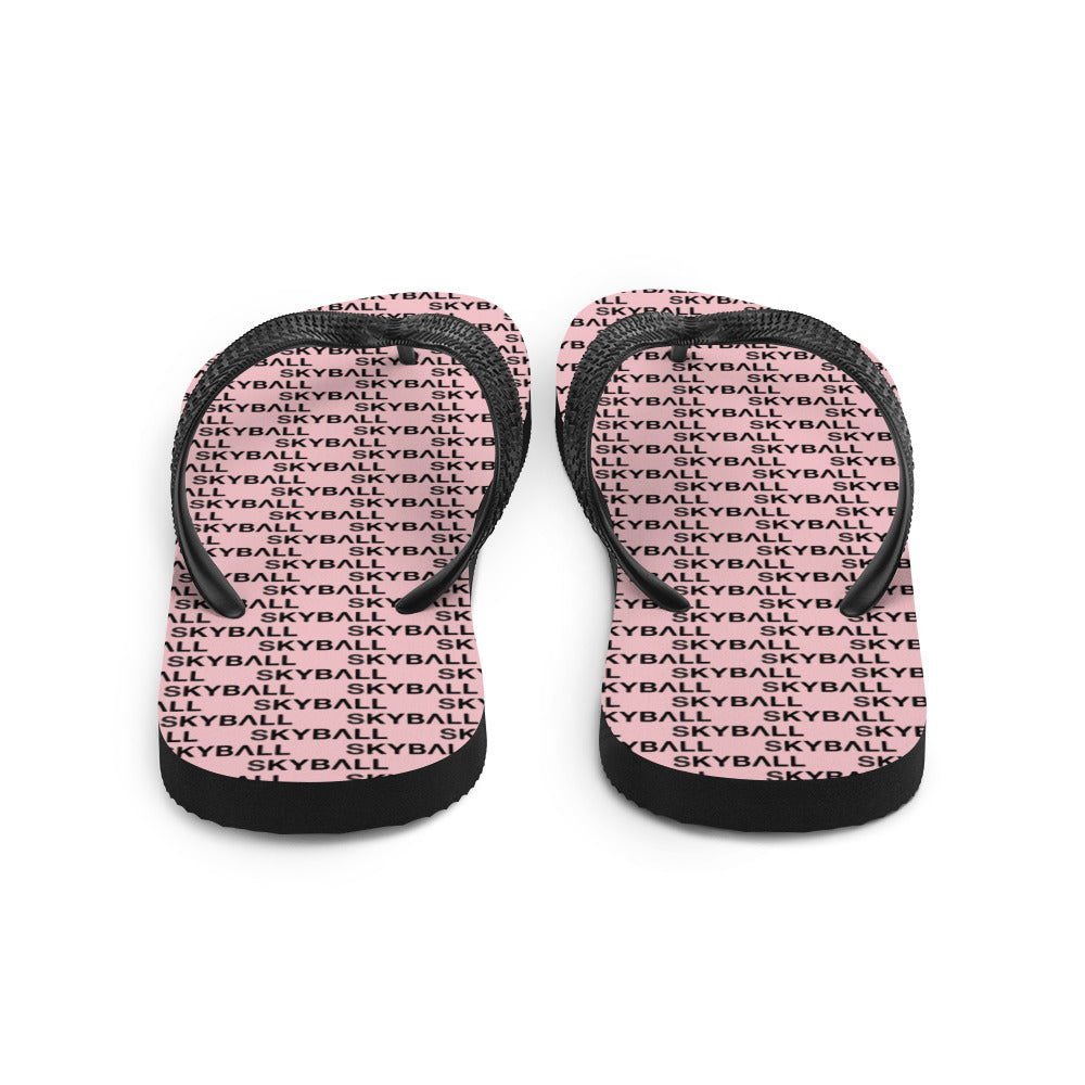 Skyball Beach Volleyball Apparel - Boardwalk Flip-Flops - Logo Print  / Pink & Black