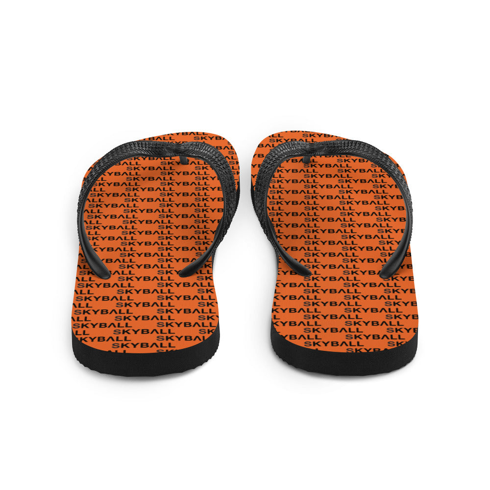 Skyball Beach Volleyball Apparel - Boardwalk Flip-Flops - Logo Print / Orange & Black