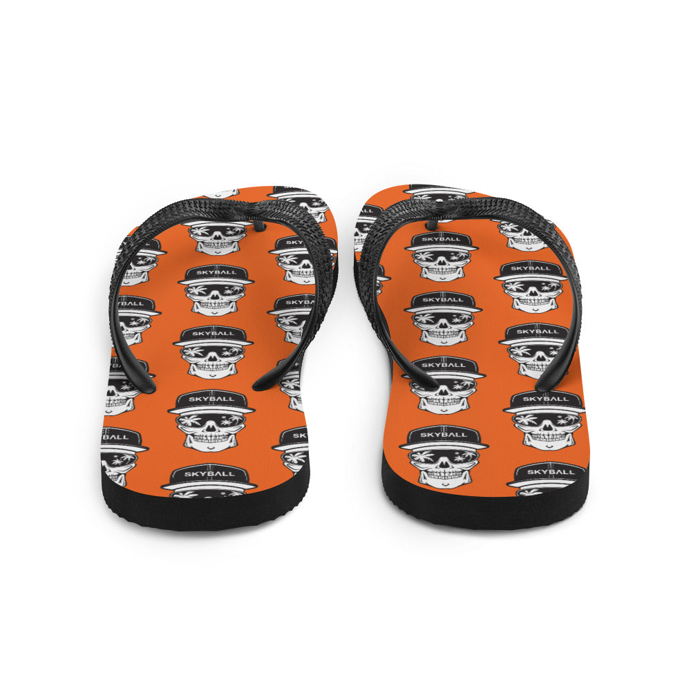Skyball Beach Volleyball Apparel - Boardwalk Flip Flops - Skully / Orange
