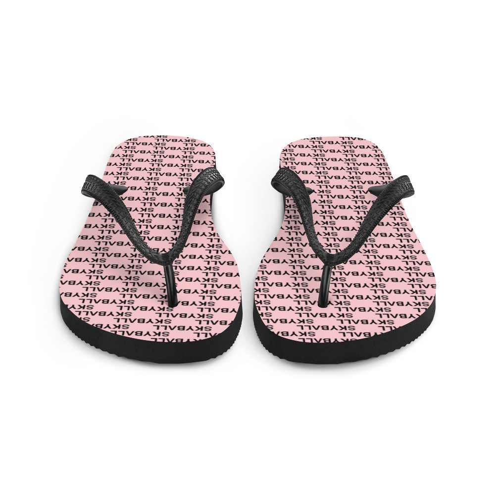 Skyball Beach Volleyball Apparel - Boardwalk Flip-Flops - Logo Print  / Pink & Black