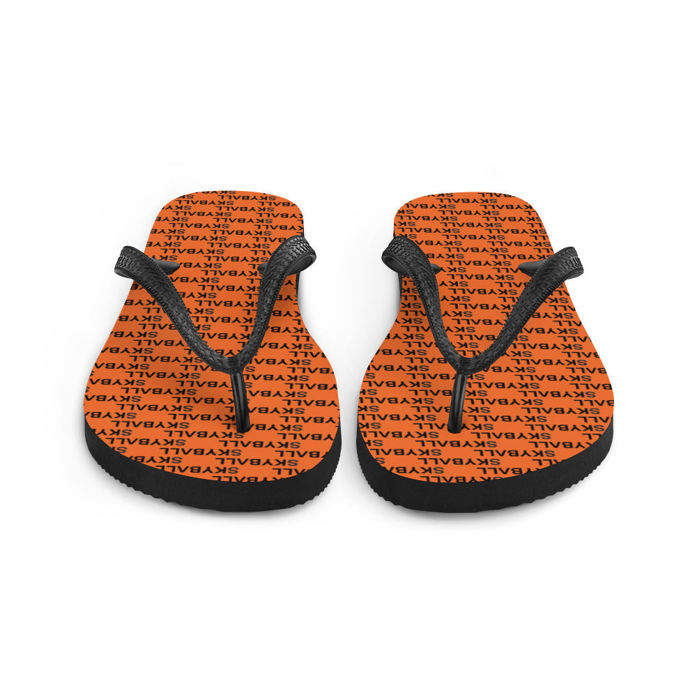 Skyball Beach Volleyball Apparel - Boardwalk Flip-Flops - Logo Print / Orange & Black