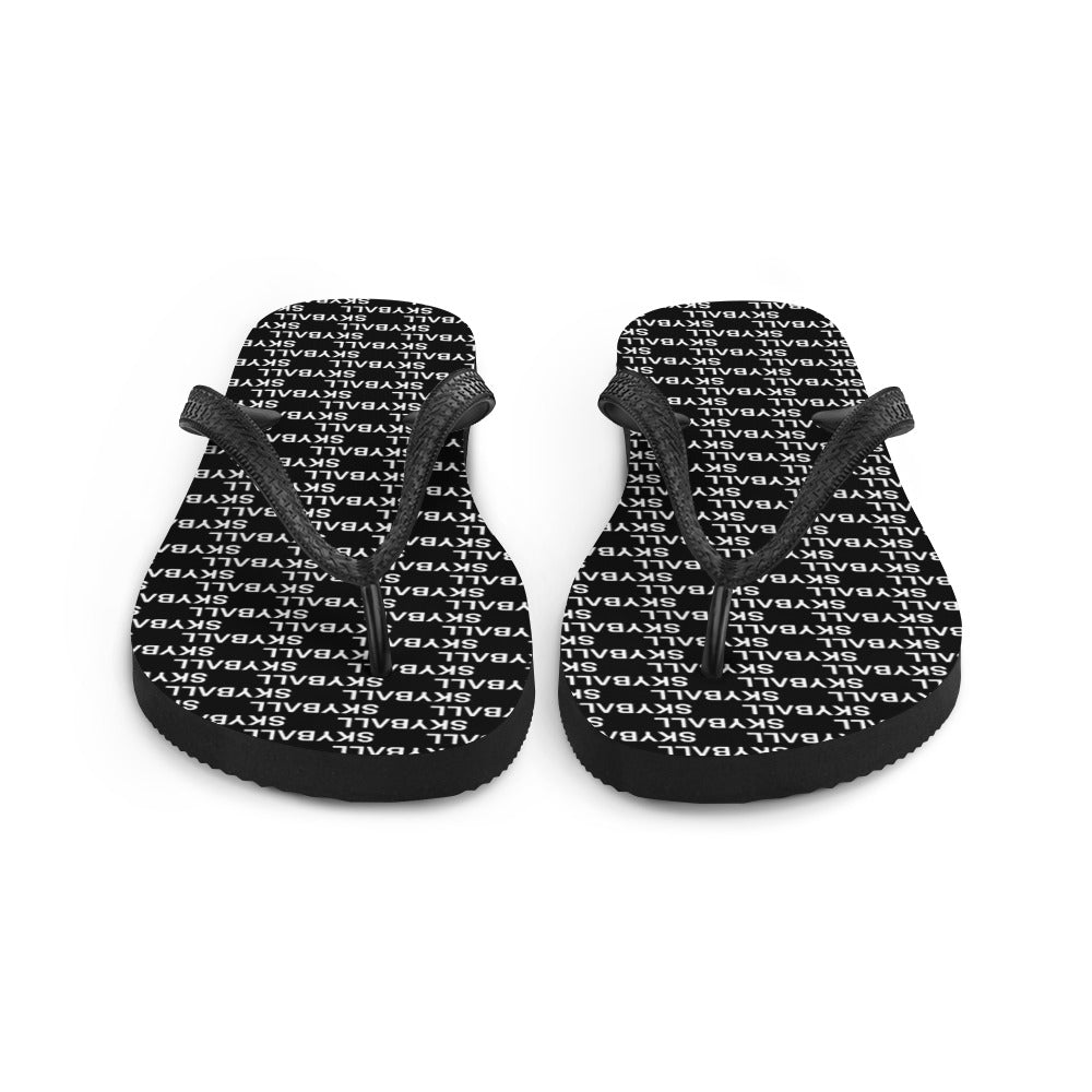 Skyball Beach Volleyball Apparel - Boardwalk Flip-Flops - Logo Print / Black & White