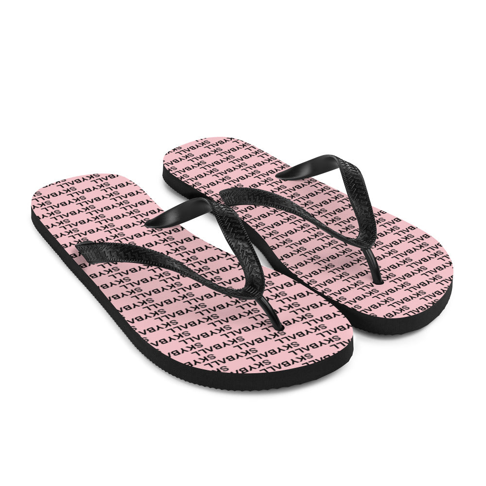 Skyball Beach Volleyball Apparel - Boardwalk Flip-Flops - Logo Print  / Pink & Black