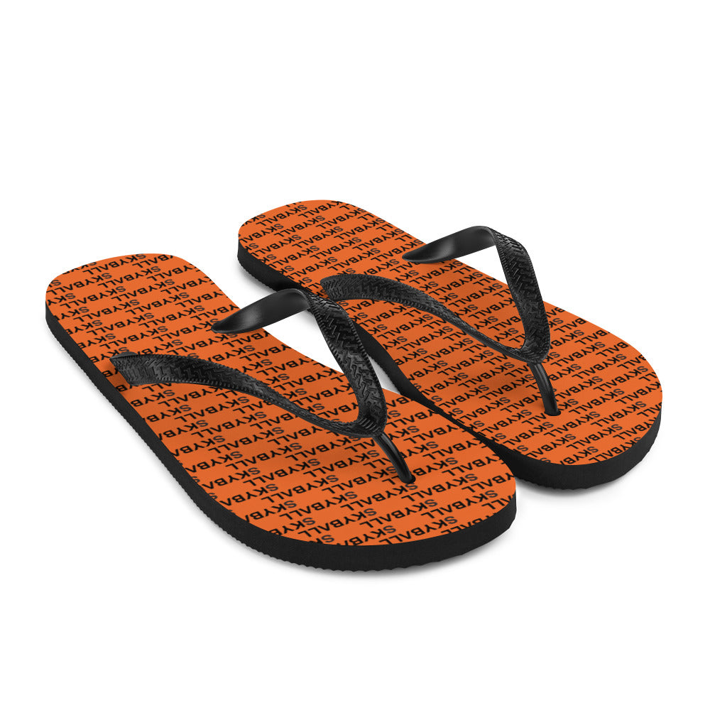 Skyball Beach Volleyball Apparel - Boardwalk Flip-Flops - Logo Print / Orange & Black