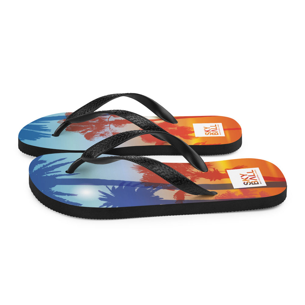 Skyball Beach Volleyball Apparel - Boardwalk Flip-Flops - Full Patch / Sunset Palms