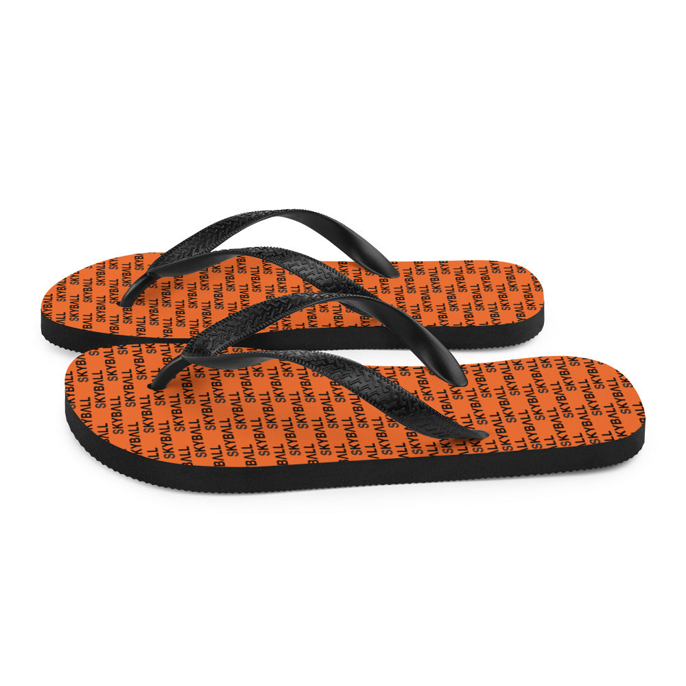 Skyball Beach Volleyball Apparel - Boardwalk Flip-Flops - Logo Print / Orange & Black