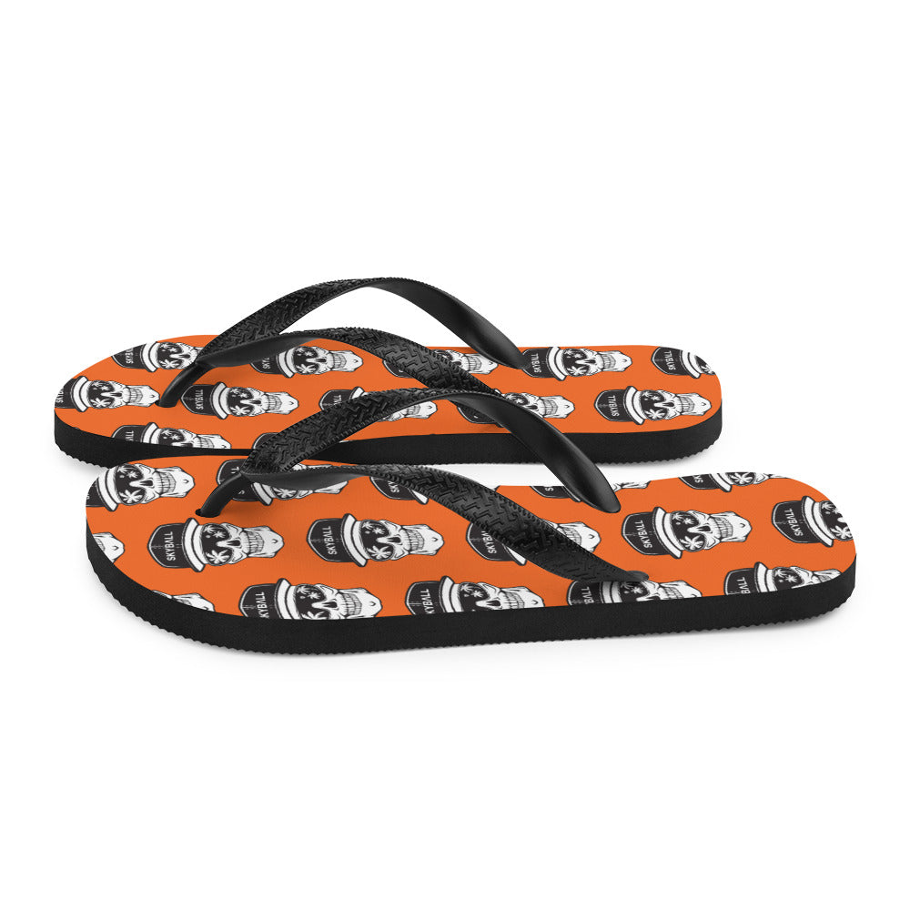Skyball Beach Volleyball Apparel - Boardwalk Flip Flops - Skully / Orange