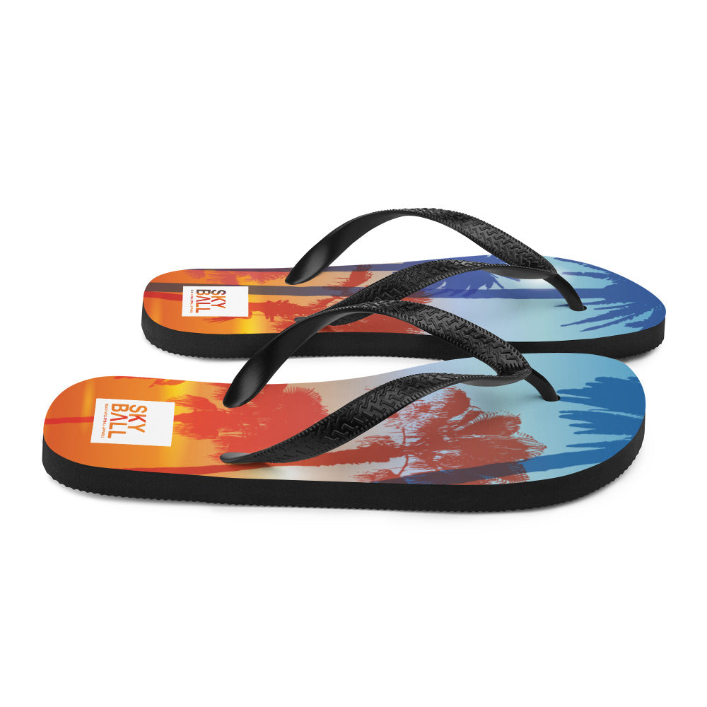 Skyball Beach Volleyball Apparel - Boardwalk Flip-Flops - Full Patch / Sunset Palms