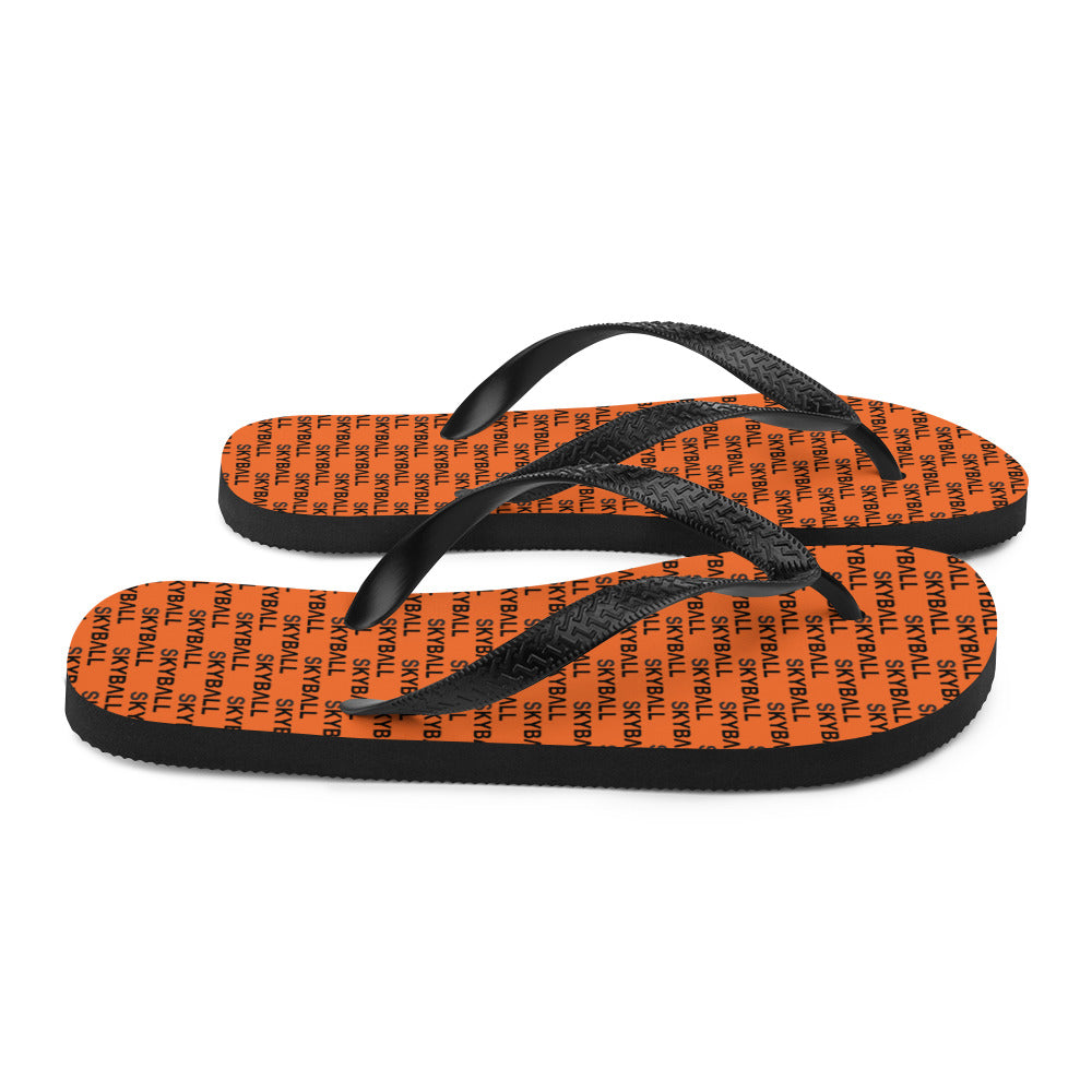 Skyball Beach Volleyball Apparel - Boardwalk Flip-Flops - Logo Print / Orange & Black