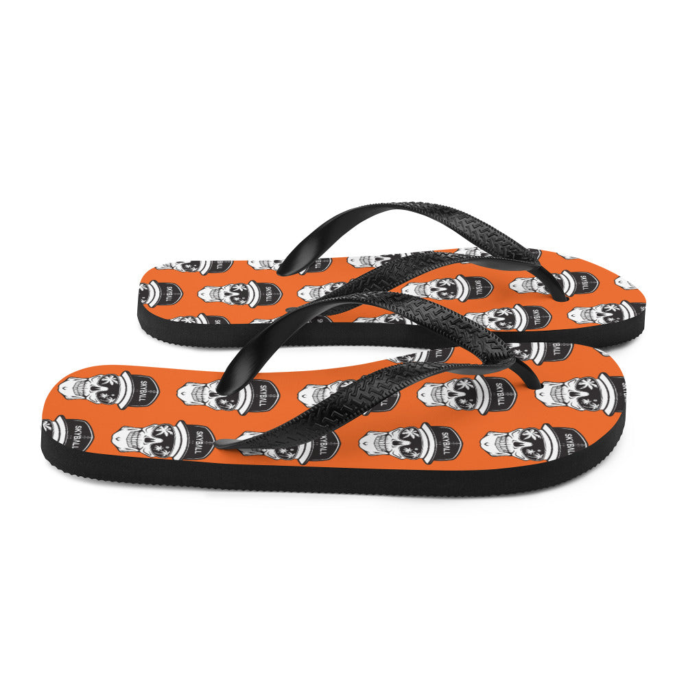 Skyball Beach Volleyball Apparel - Boardwalk Flip Flops - Skully / Orange