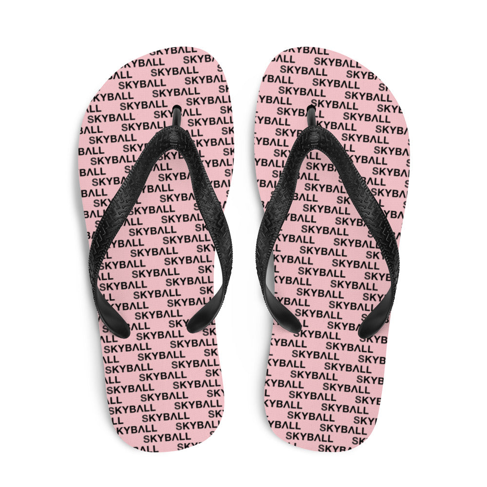 Skyball Beach Volleyball Apparel - Boardwalk Flip-Flops - Logo Print  / Pink & Black