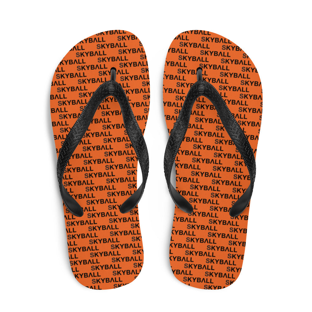 Skyball Beach Volleyball Apparel - Boardwalk Flip-Flops - Logo Print / Orange & Black
