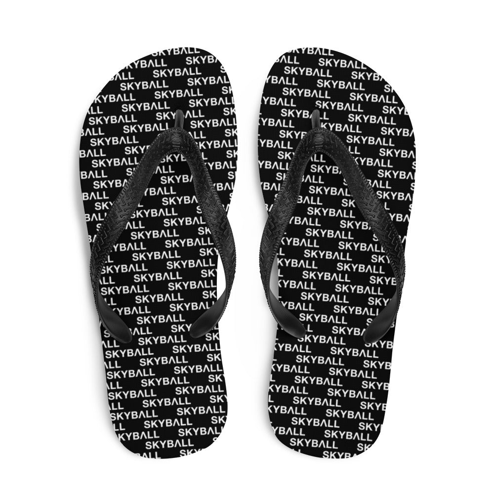 Skyball Beach Volleyball Apparel - Boardwalk Flip-Flops - Logo Print / Black & White