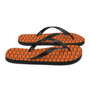Skyball Beach Volleyball Apparel - Boardwalk Flip-Flops - Logo Print / Orange & Black